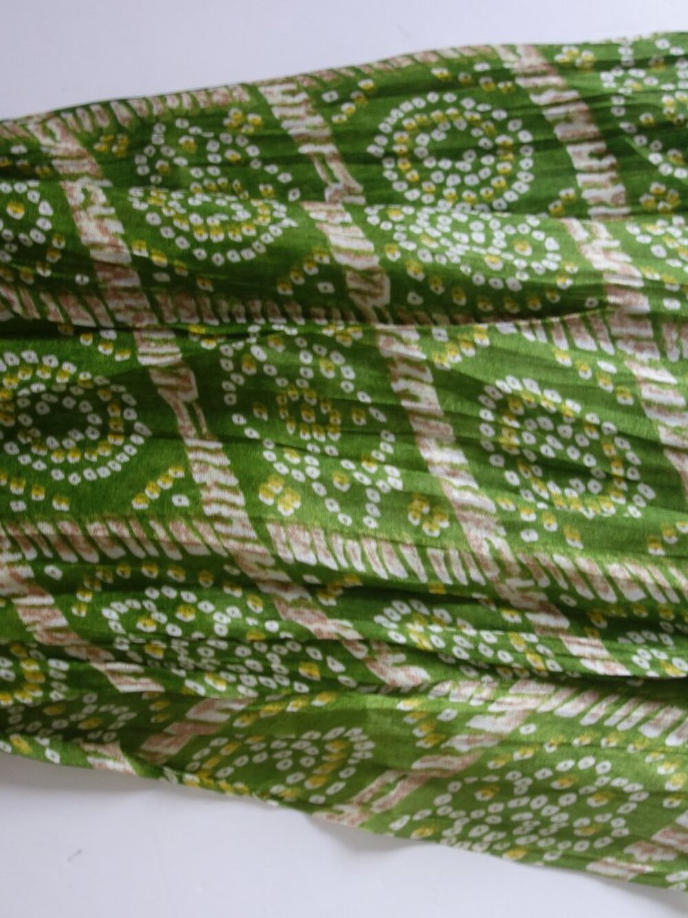 Beautiful Scarf/Wrap 84" Yellow/White/Green/Gold Color Rajasthani Chundari Print